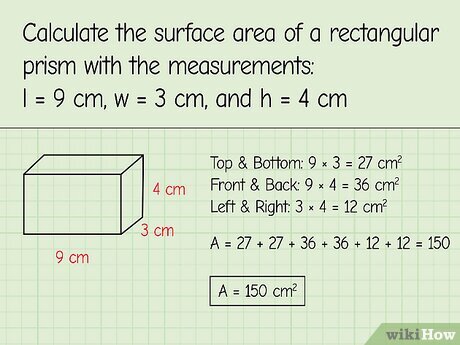 Surface area calculation examples for rectangular prisms